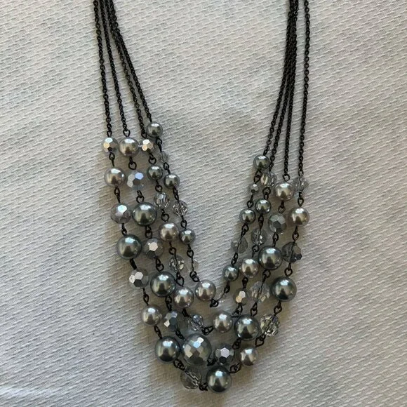 Lia Sophia “Plaza” Multi-Strand Necklace – Hematite & Silver Tones - Picture 2 of 4